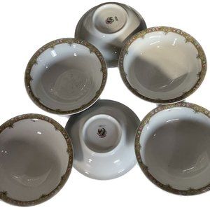 Antinque  set of Limoges Tressemanes & Vogt  soup bowls flower ring pattern (6)